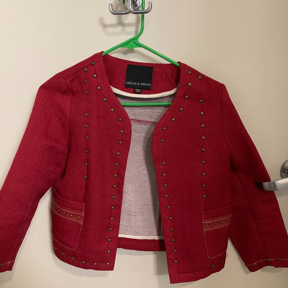 Retro-style Harlowe and Graham red stud jacket (S)